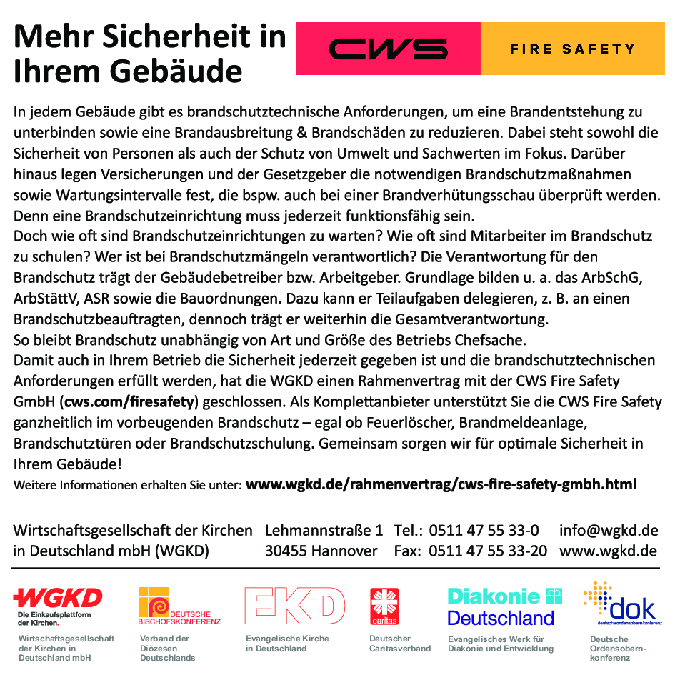 An dieser Stelle wird die Werbung der Wirtschaftsgesellschaft der Kirchen in Deutschland mbH (WGKD) angezeigt.